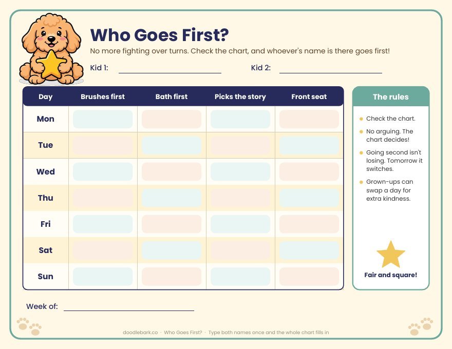 Who Goes First? tracker with Penny